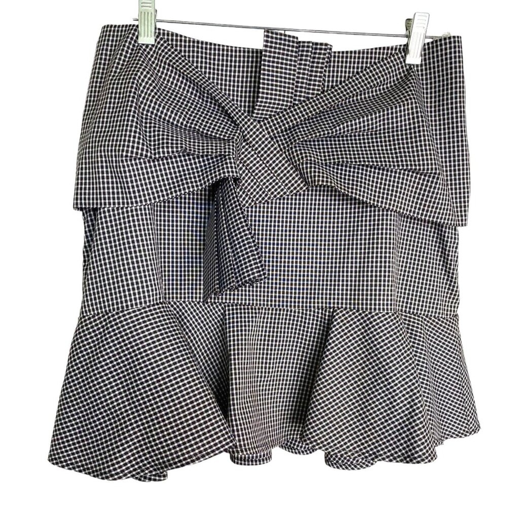 Wayf Womens Black and White Gingham Mini Skirt Hem Size M Clueless 90s Academia